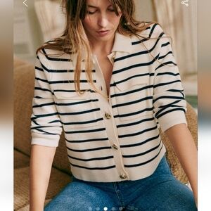 Sezane Ecru and Navy Betty, Size S, Parisian Classic